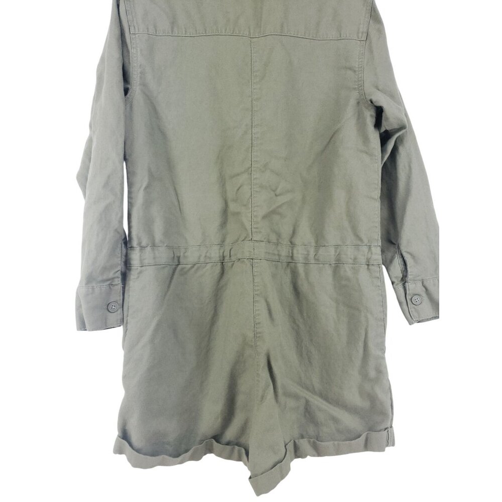 Aerie Linen Short Romper Women's Size Small Green - Picture 5 of 9